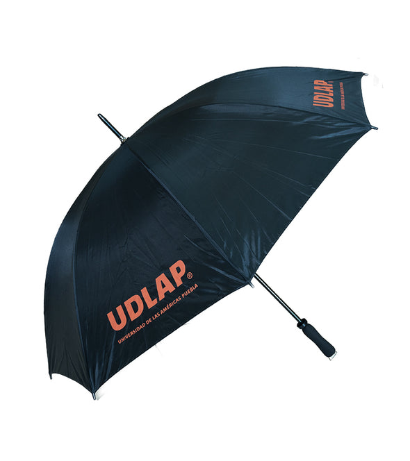 Paraguas negro logo naranja