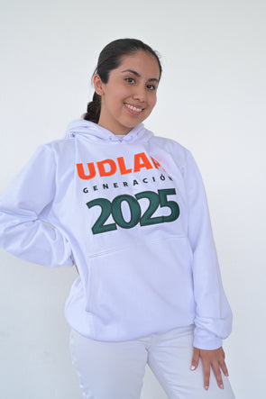 Sudadera blanca horizontal  graduación 2025