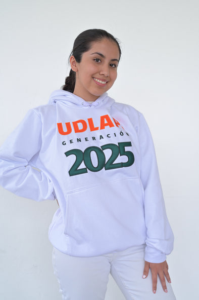 Sudadera blanca horizontal  graduación 2025