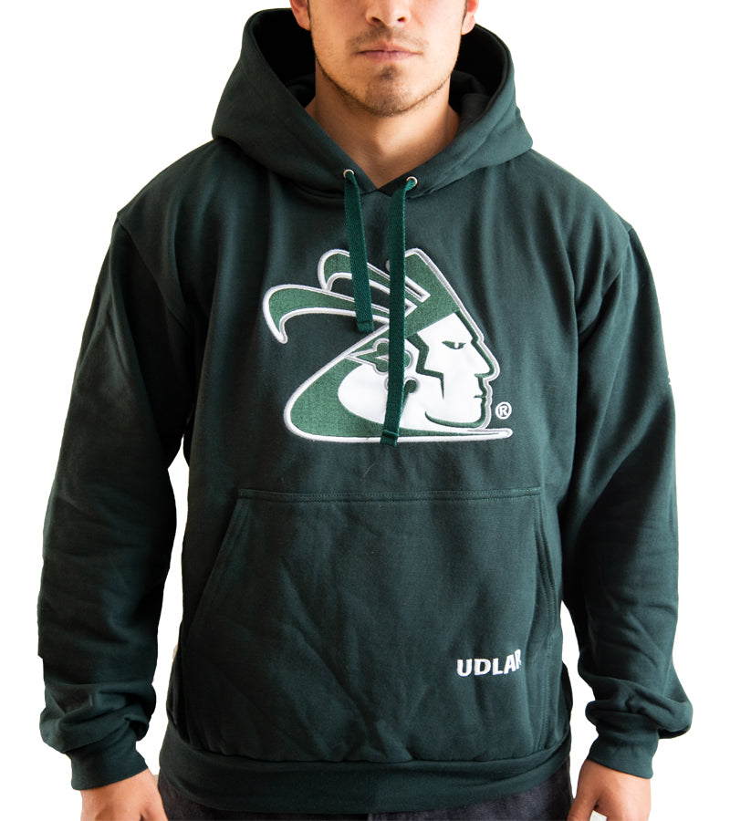 Sudadera con capucha y logo universitario, Verde